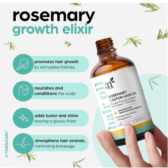Rosemary and Castor oil hair growth serum oil with scalp stimulator 4 fl oz - Picture 2 of 3